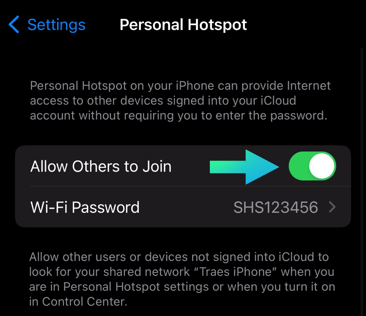 allow others to join iphone hotspot