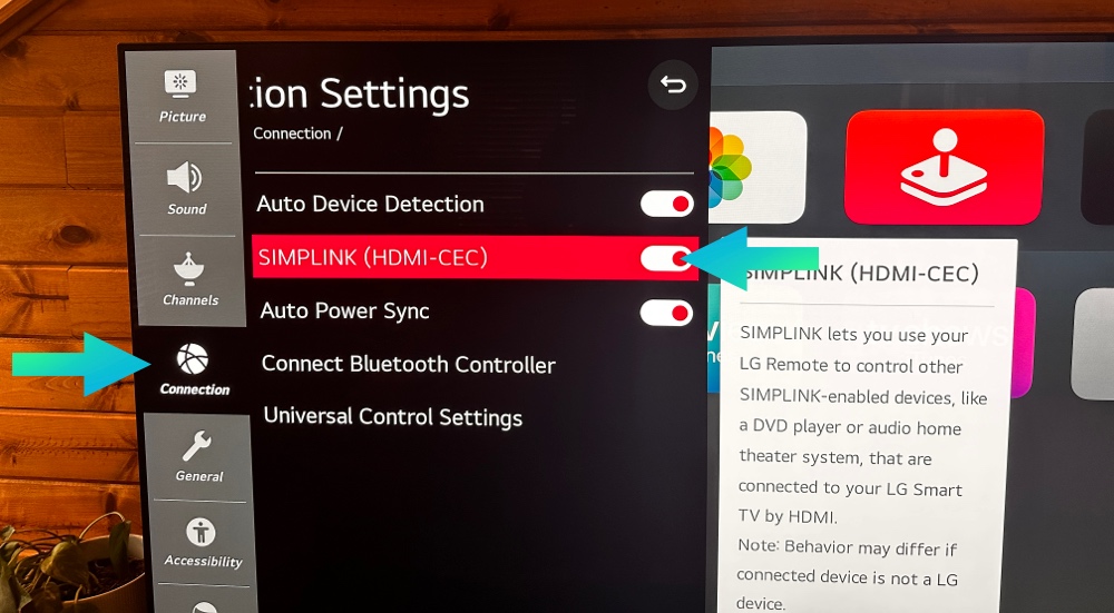 Simplink Settings LG TV