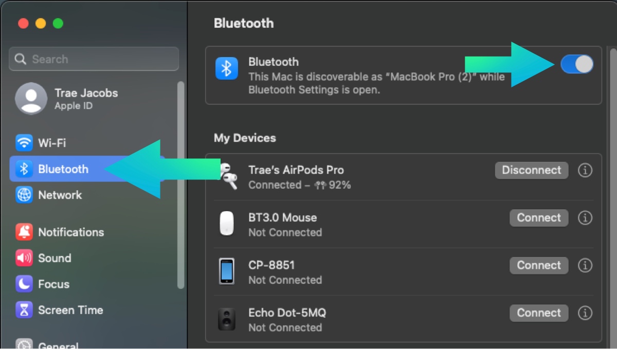 Mac bluetooth in settings