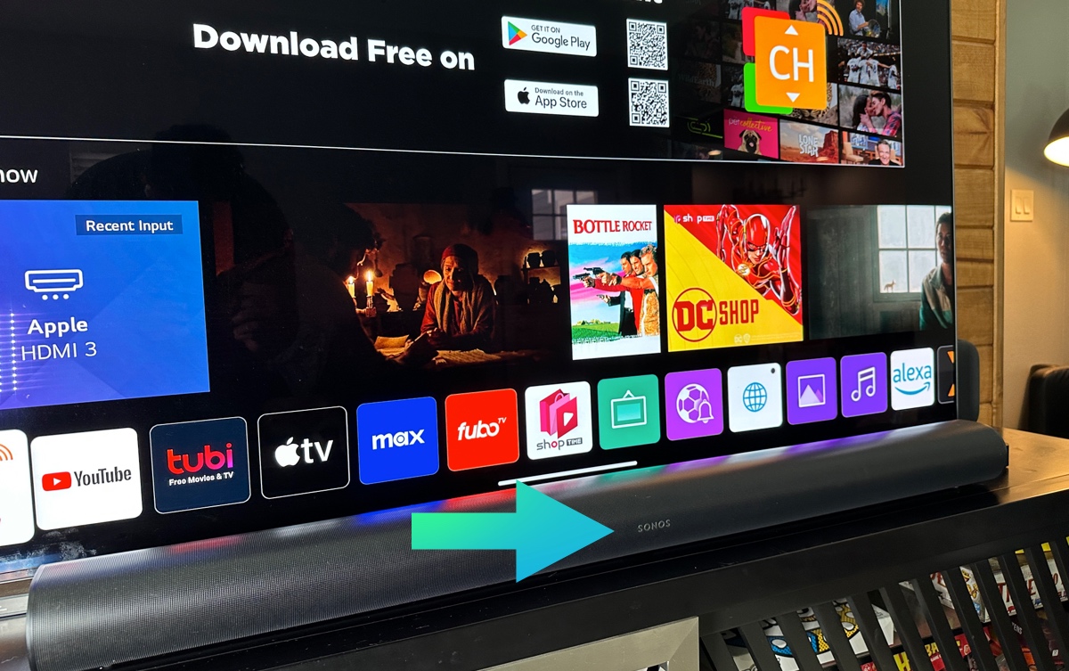 Sonos arc in front of LG TV