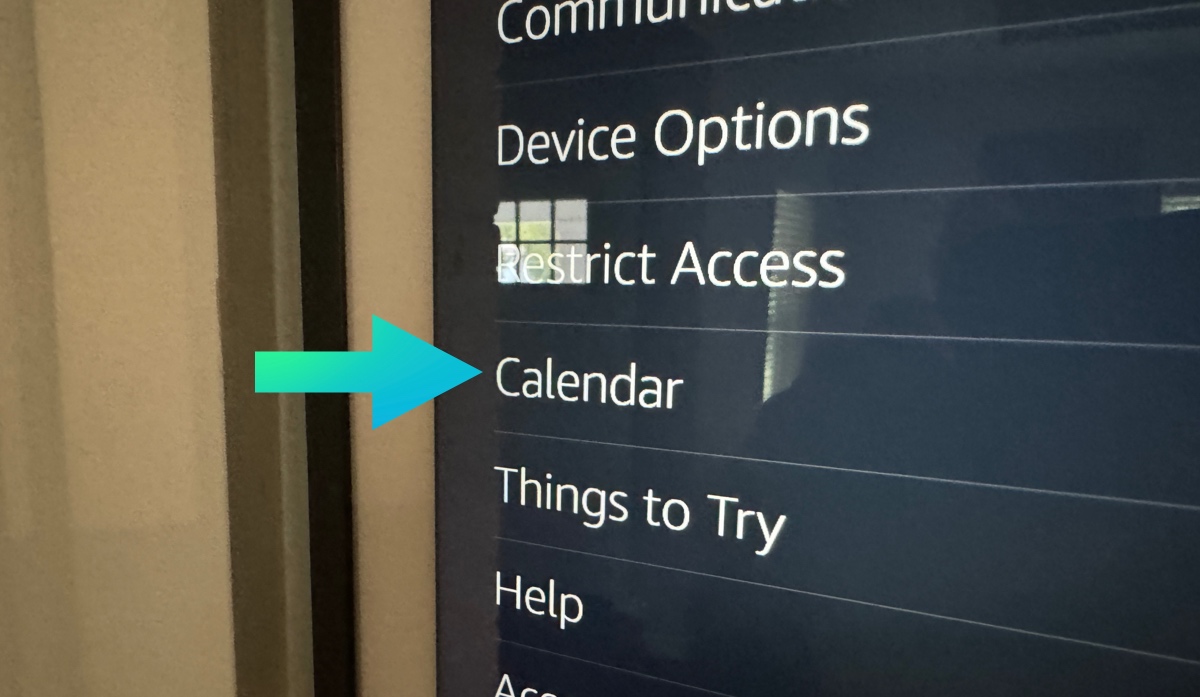 Calendar in settings on echo show 15