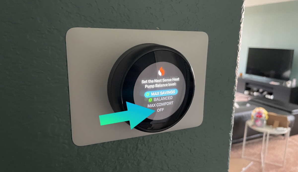 Nest thermostat - turn heat pump balance off