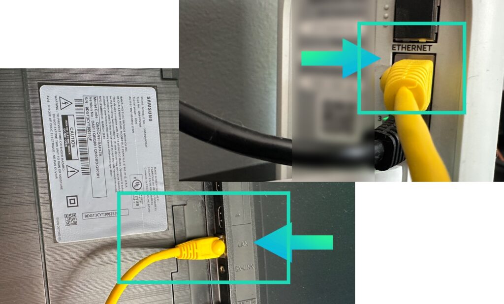 Ethernet connected to Samsung TV