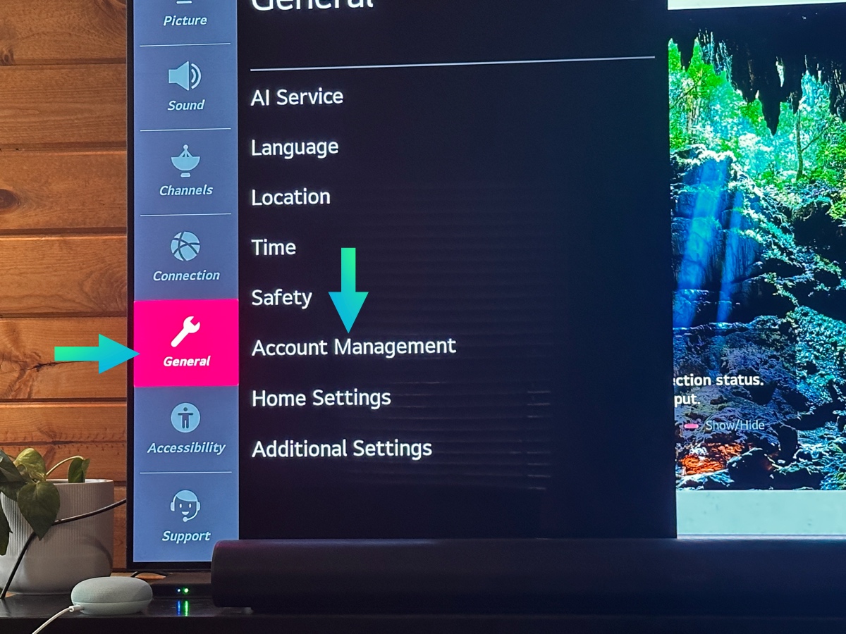 Account management LG TV