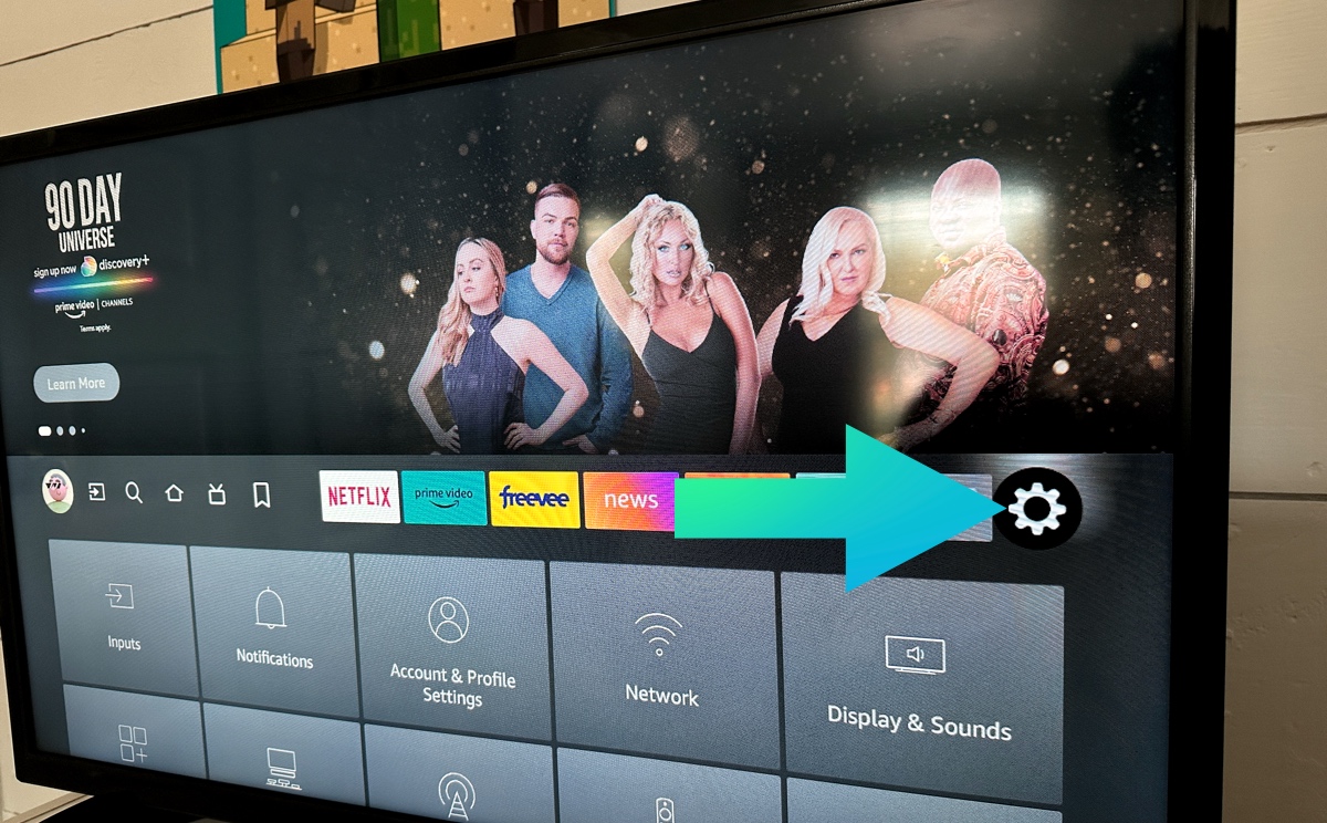 press the gear icon on fire tv