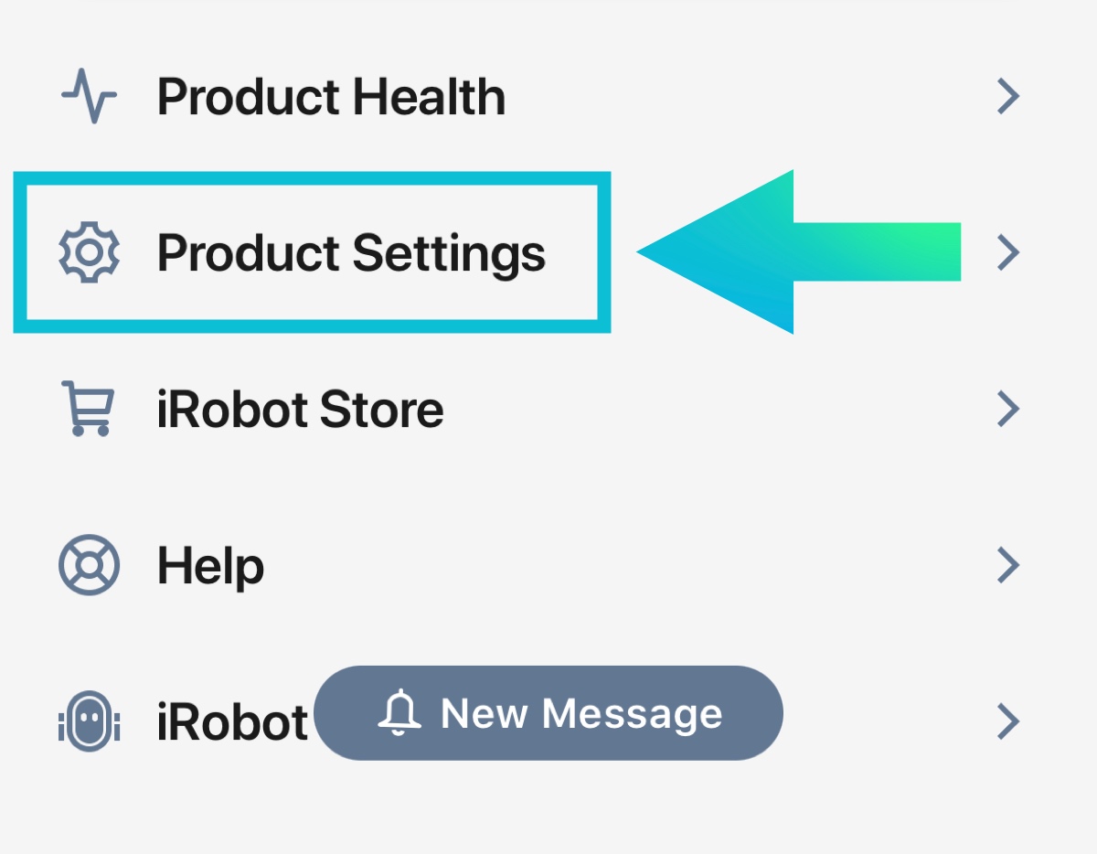 Roomba app - product settings