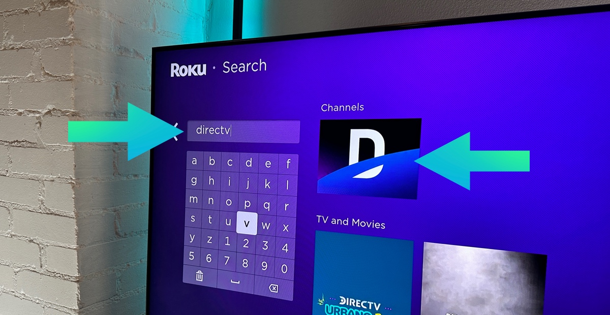 Roku - search directv and select