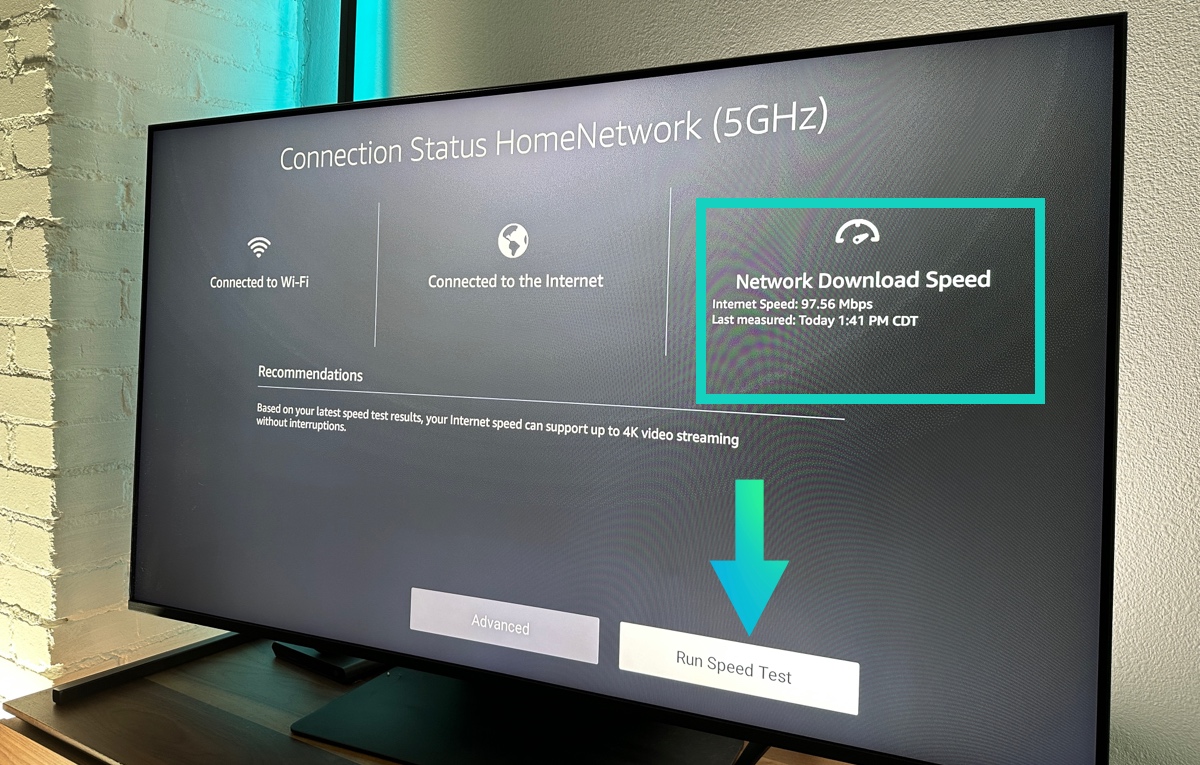 Run speed test to check the speed of the Fire TV