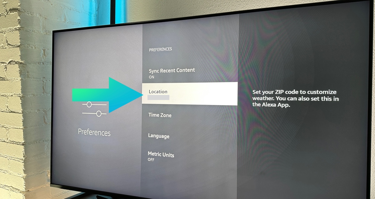 Select location in fire tv