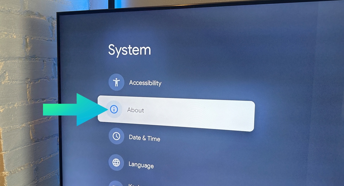 Chromecast about menu