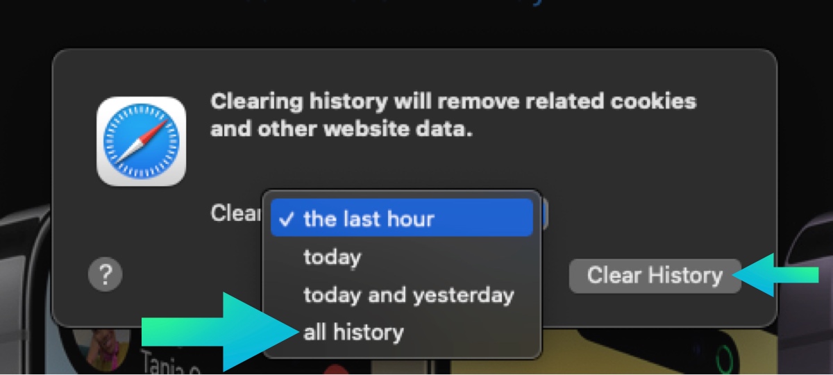 Safari - clear history 