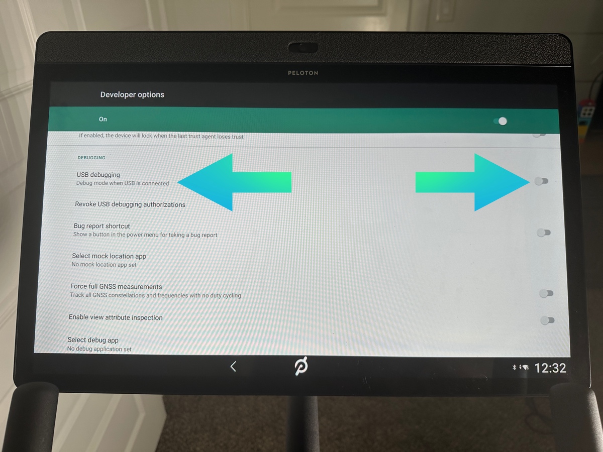 Peloton USB debugging