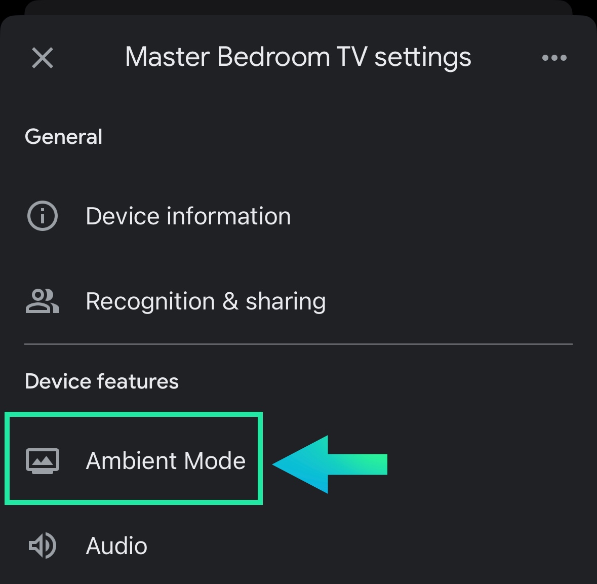 Select Ambient mode - Chromecast