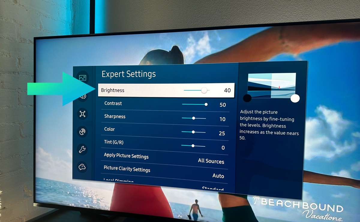 Brightness setting Samsung tv