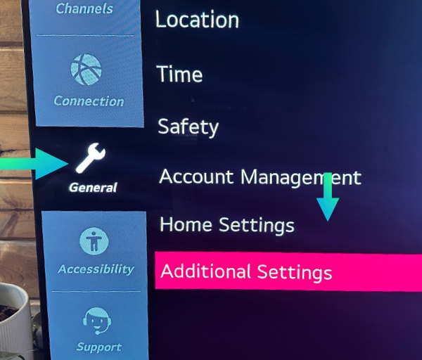 Select General then additional settings