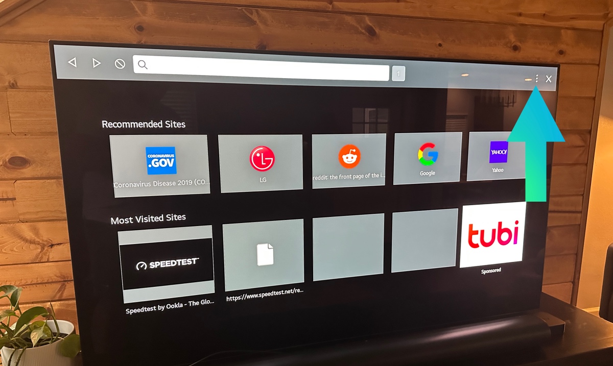 Browser menu on LG TV