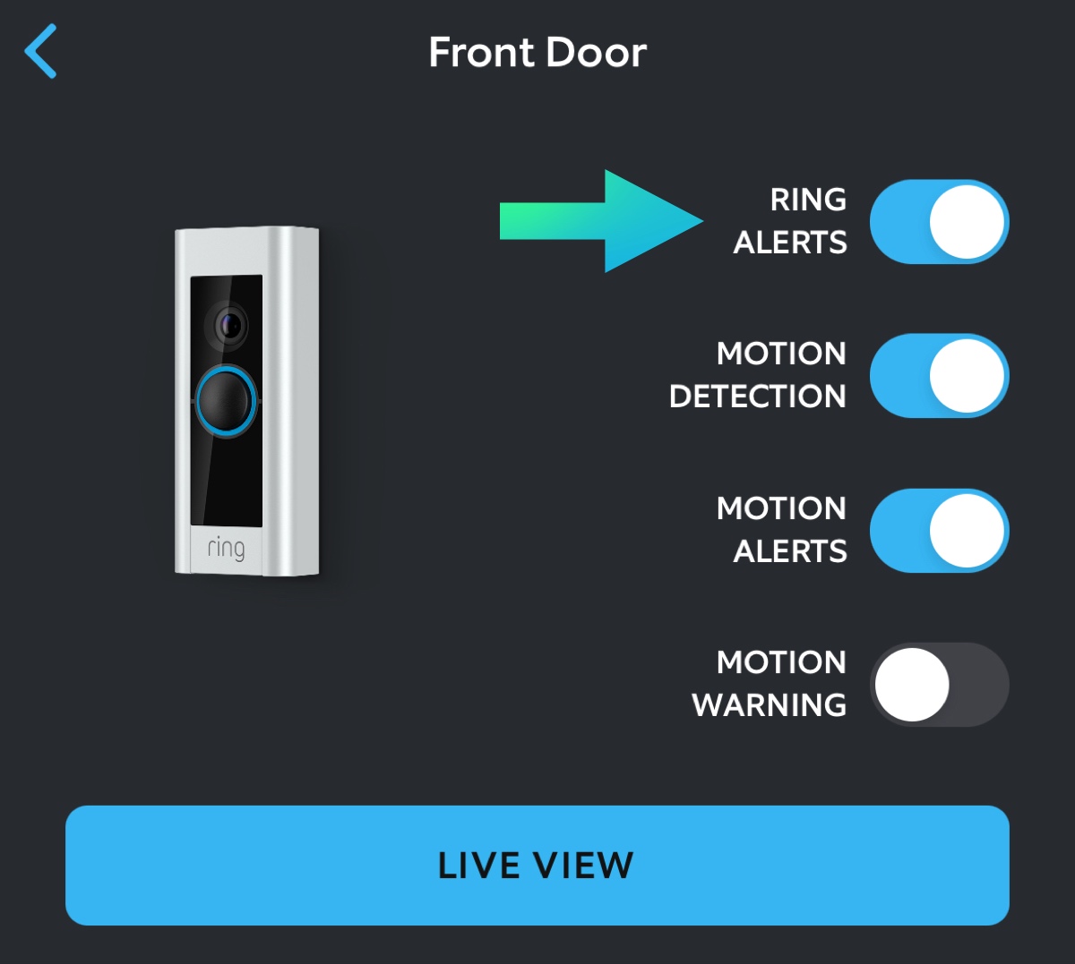 Toggle Ring alerts on