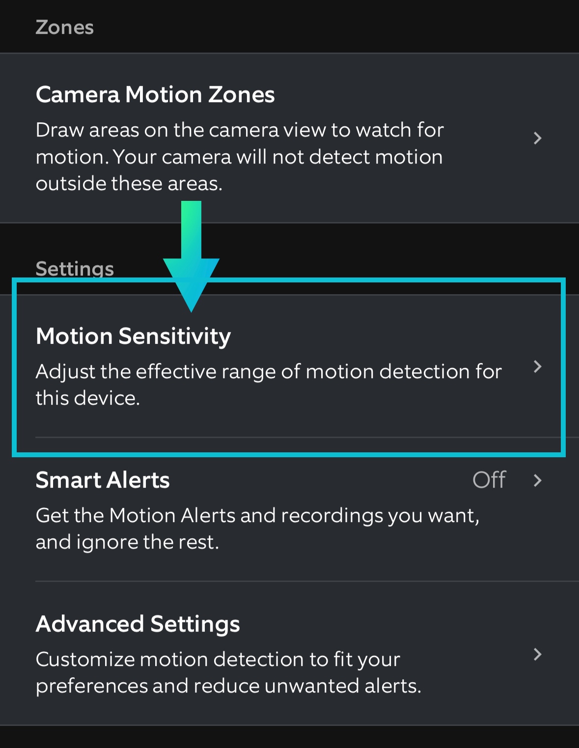 Open motion sensitivity