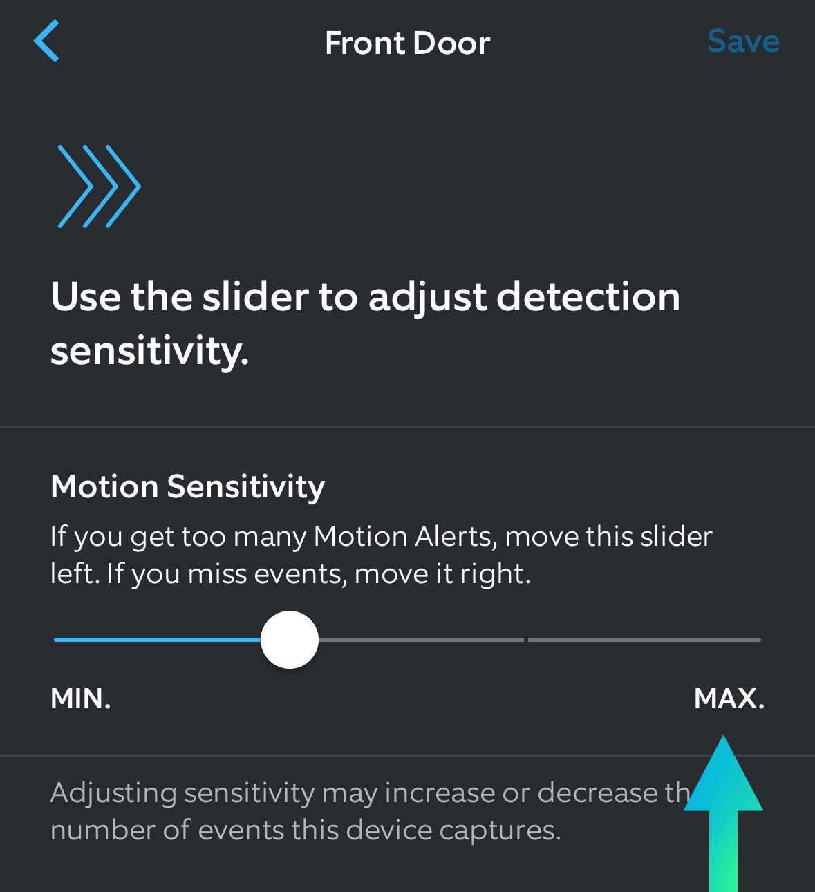 Motion sensitivity slider