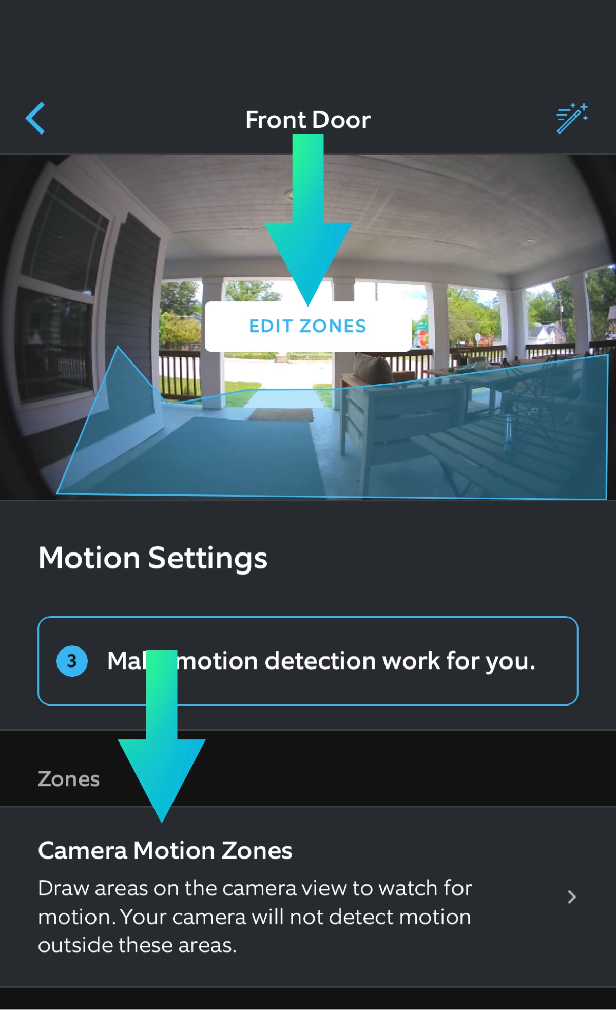 Edit motion zones