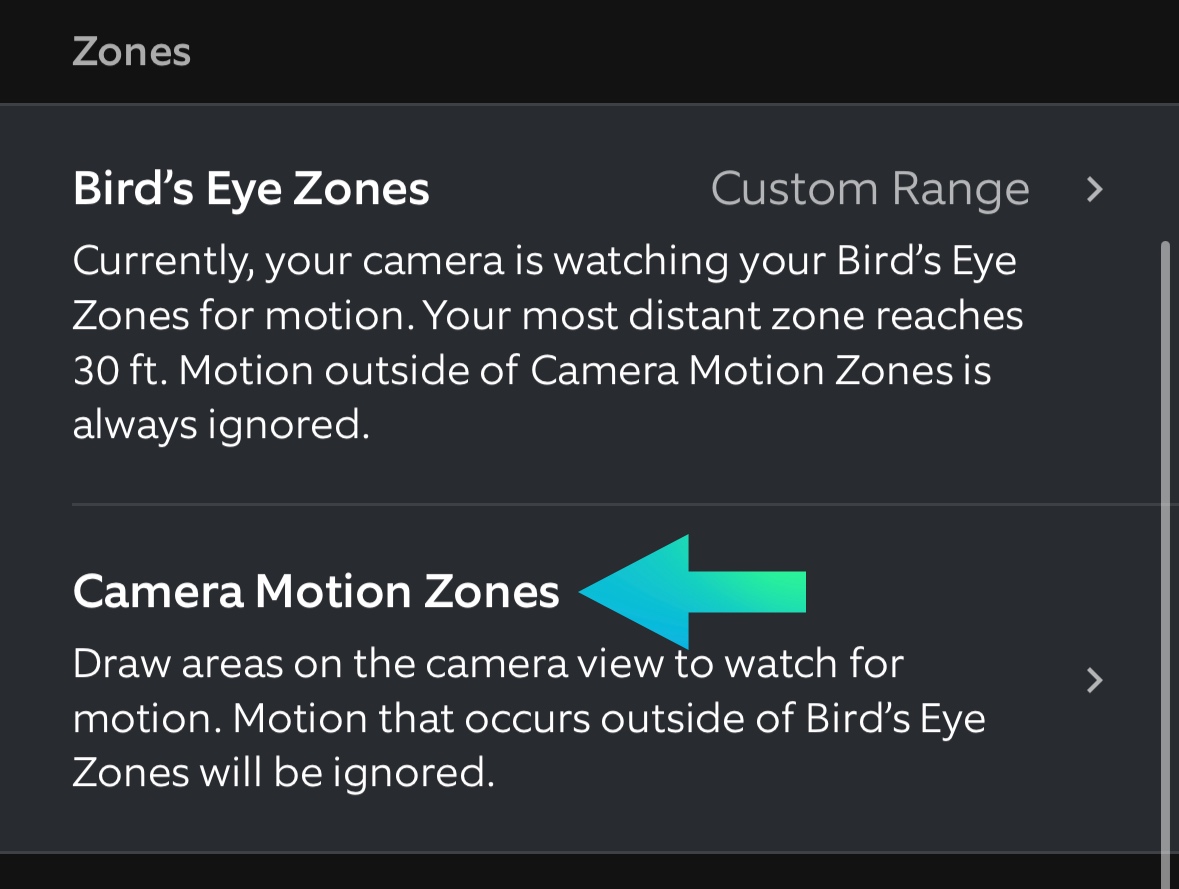 Ring camera motion zone