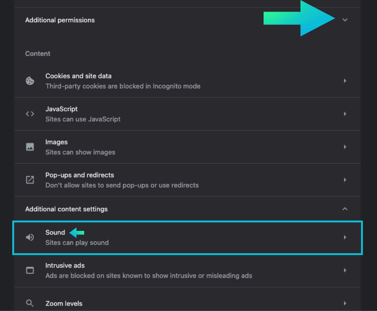 Sound settings in chrome