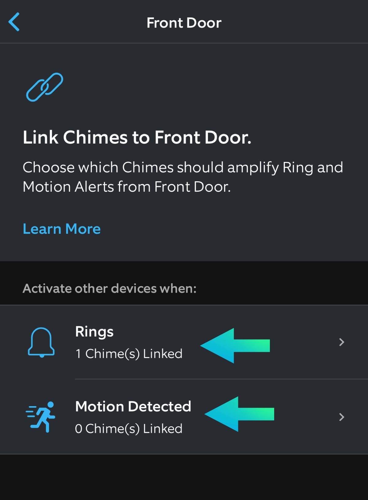 Ring Chime doorbell notification settings