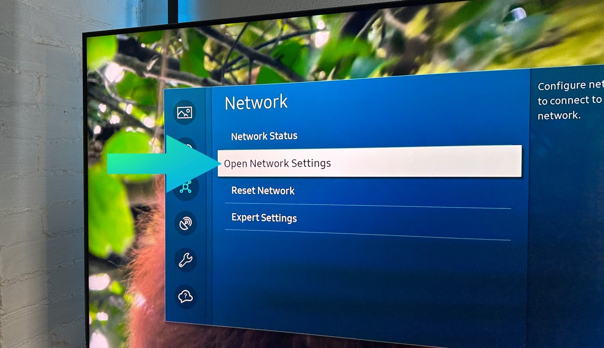 samsung tv open network settings