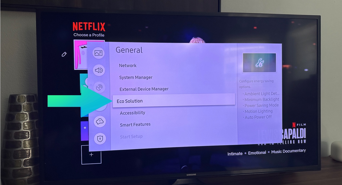 Eco solution on Samsung TV