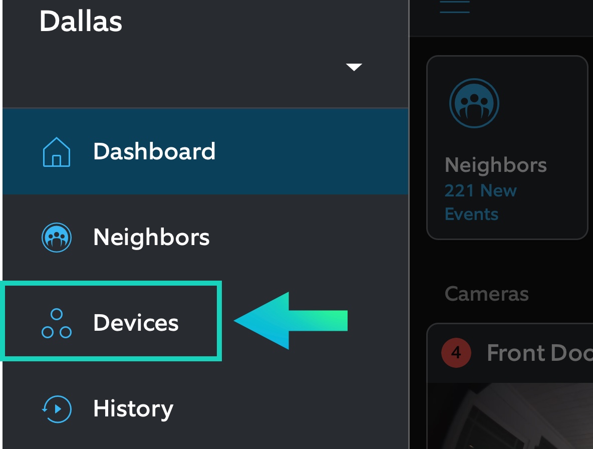 Select devices in the RIng app