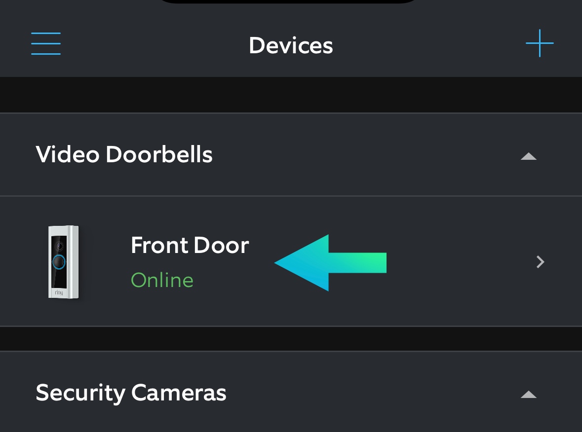 Select your Ring doorbell