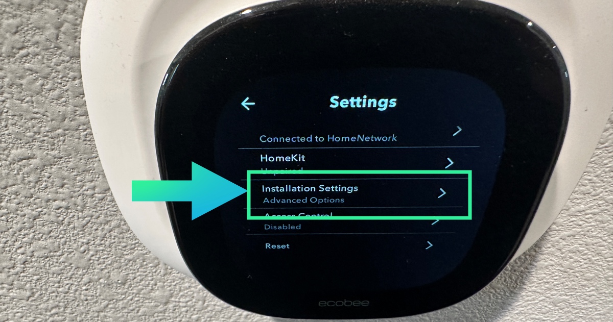 ecobee installation settings