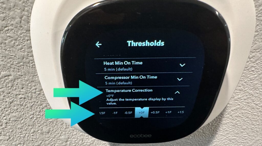 ecobee temperature correction