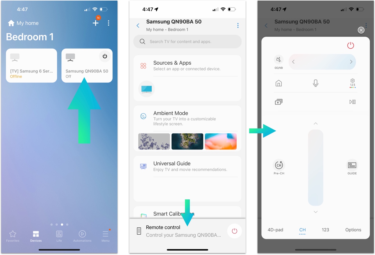 Smartthings app to remote control