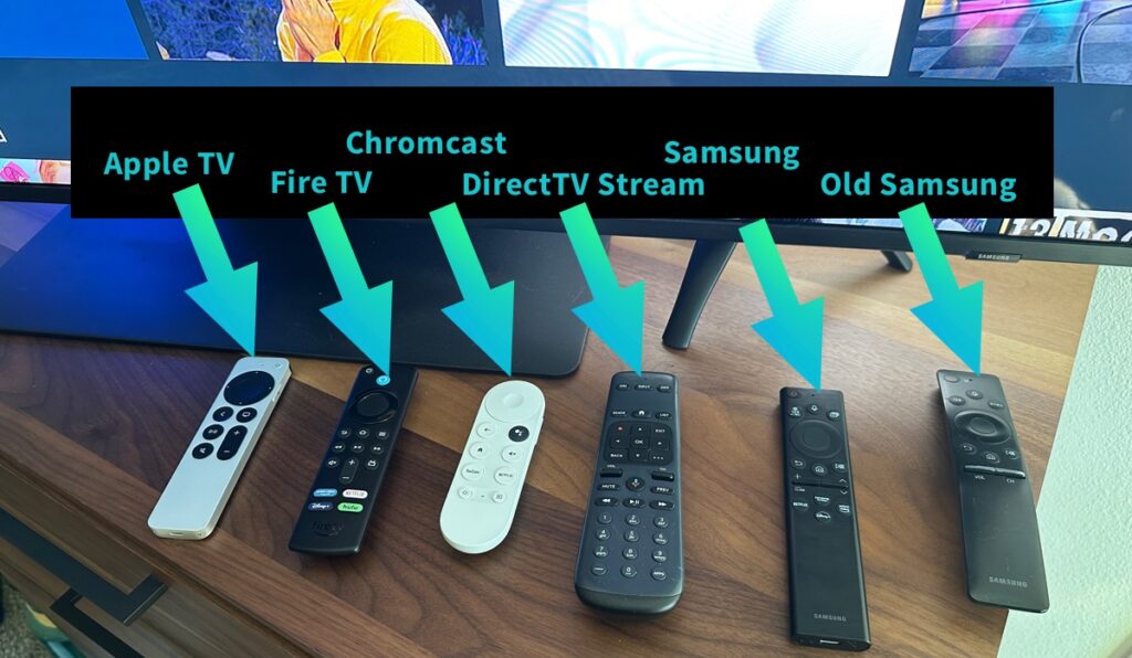 Remotes in front of tv