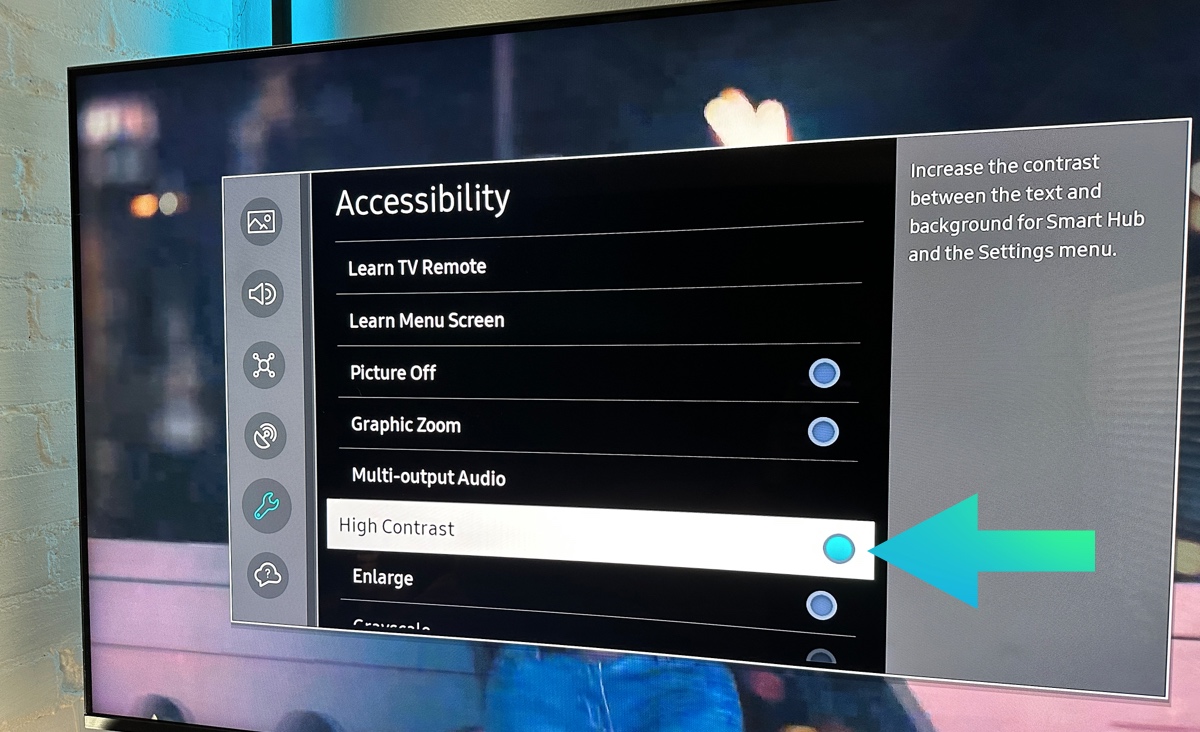 Samsung tv. high contrast