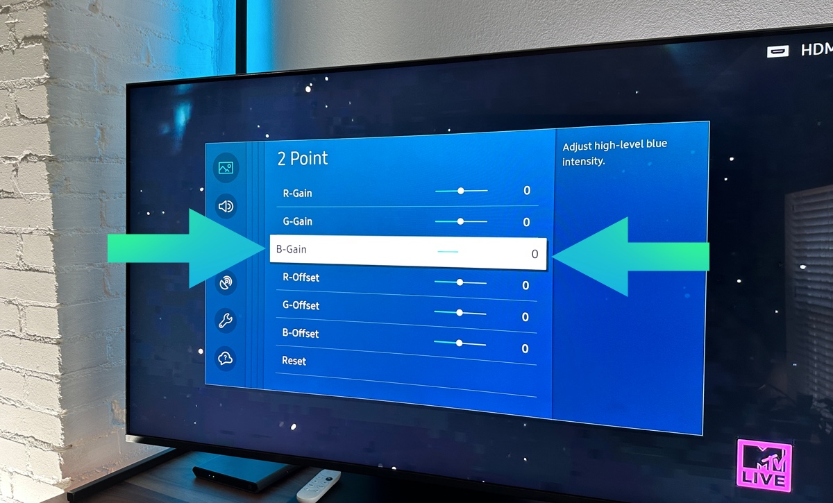 Samsung tv. B-gain slider