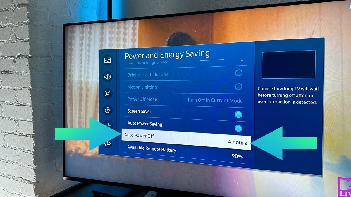 Samsung tv. Auto power off