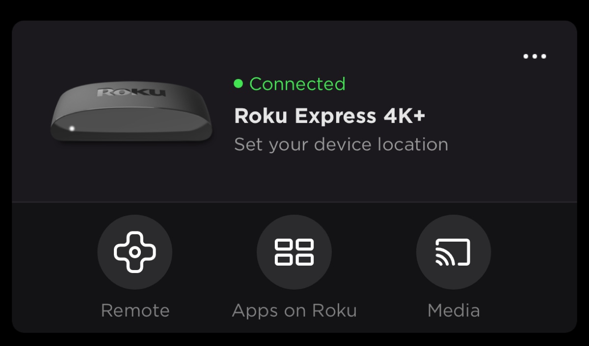 Roku mobile remote connected