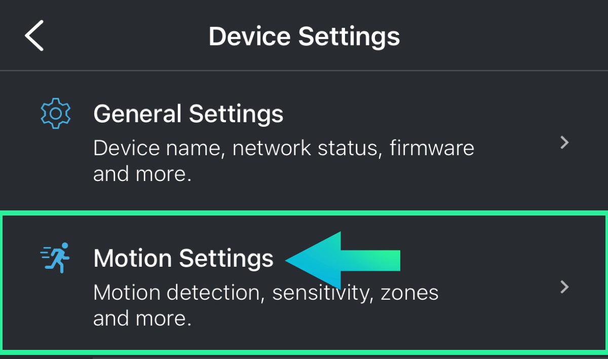 Blink motion settings