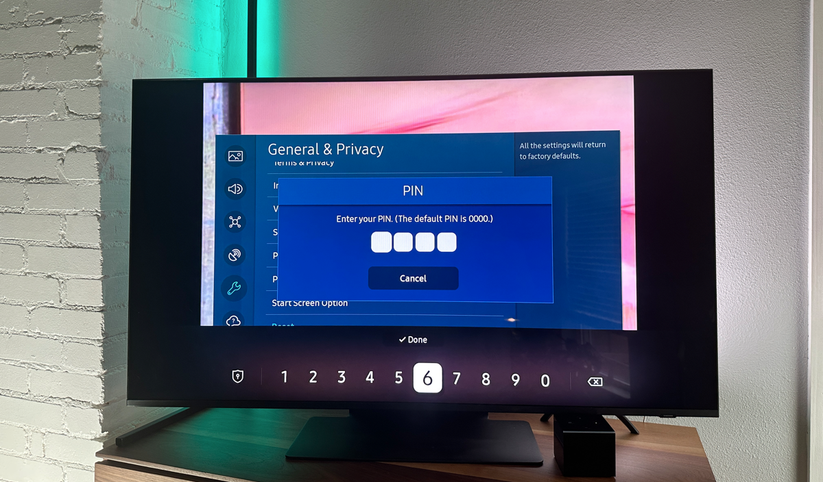 Enter code to reset Samsung TV