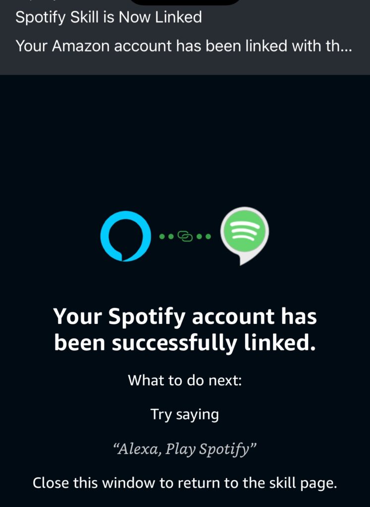 Spotify account is now linked