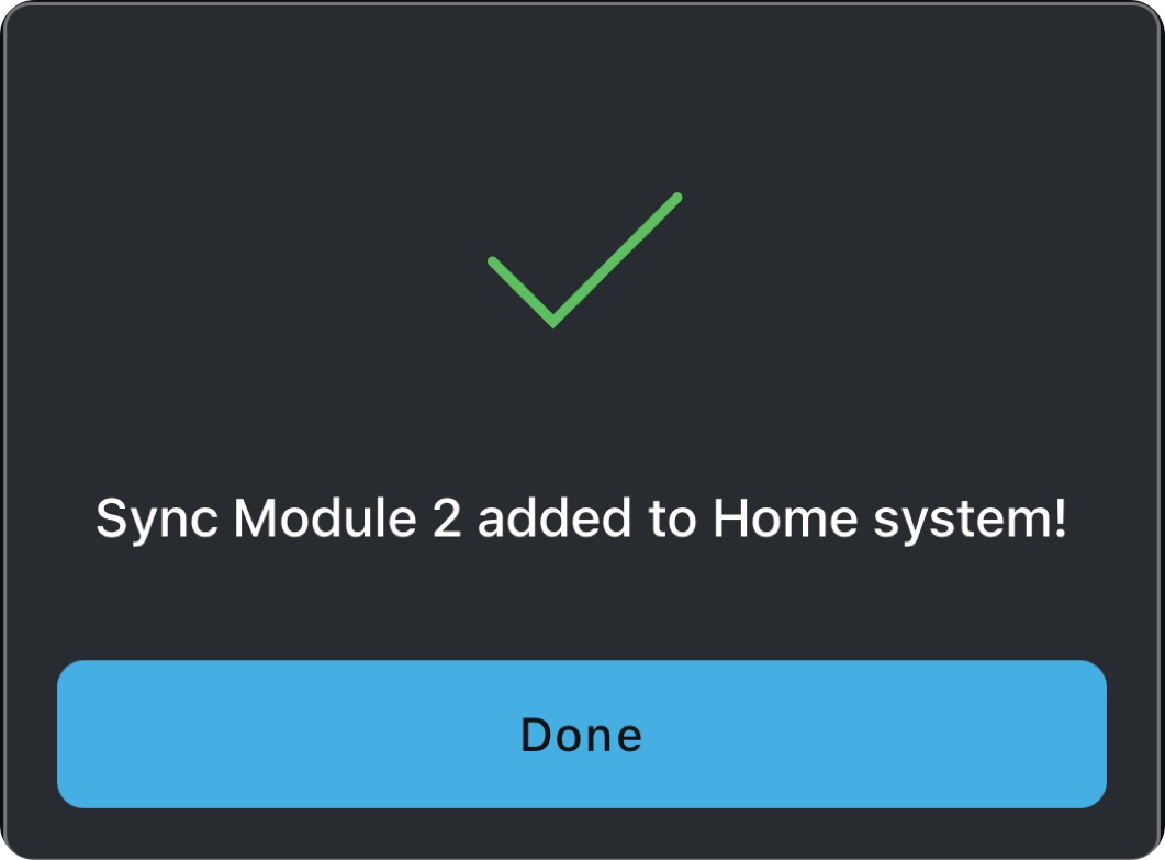 Blink sync module is added to the system Select done