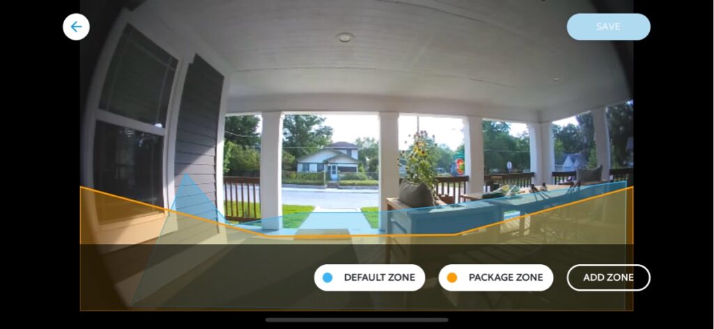 Ring doorbell edit zones view. 