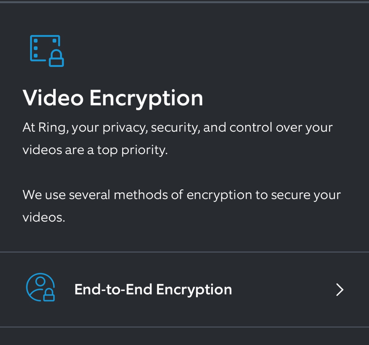 Ring end-to-end encryption