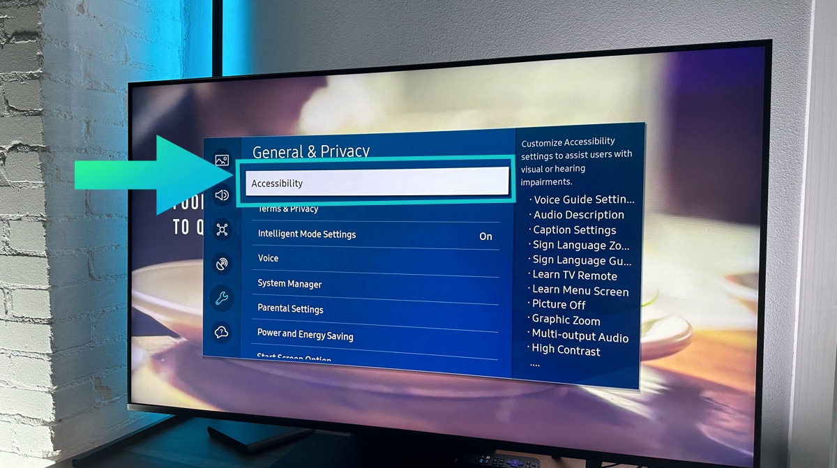 Samsung tv - select accessibility