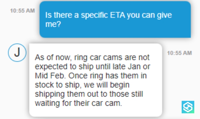 Ring Support message