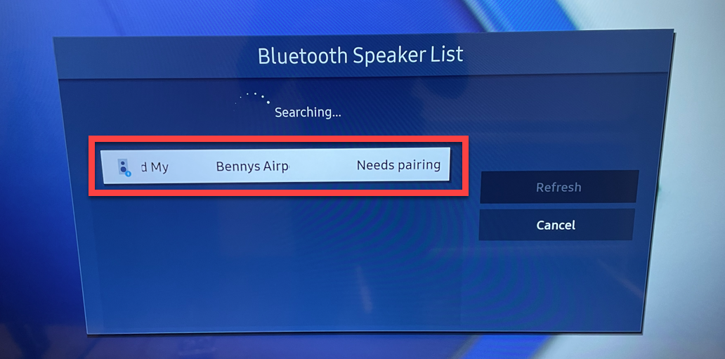 Samsung TV Airpods Pairing Bluetooth