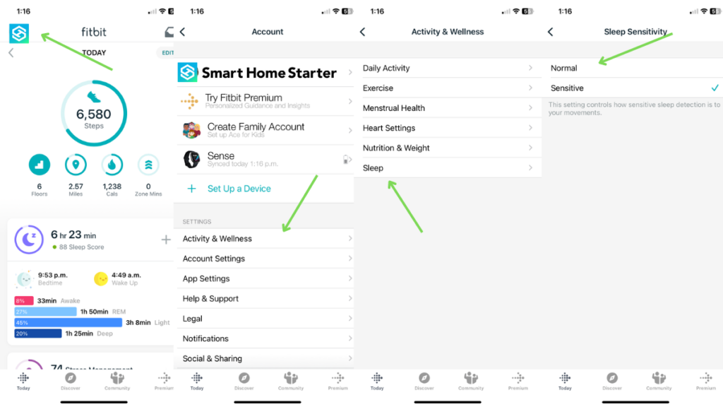 Change Fitbit Sleep Sensitivity in App