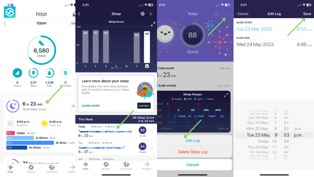 Manually changing a Fitbit's Sleep Data